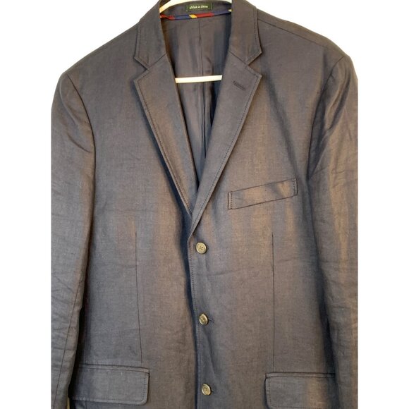 VTG 2007 J.Crew Mens 100% Irish Linen Navy Blue Blazer Jacket 40R RV10317 - Picture 11 of 13